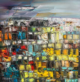 When the City Awakens II (50x50cm) - Danish Gallery - Moderne, abstrakte malerier. Online galleri med original, unik kunst til din bolig. 