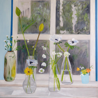 Vindue med vaser (80x90cm)