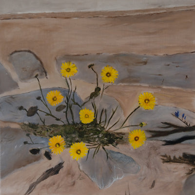 Mælkebøtter ved husvæg (40x40cm)