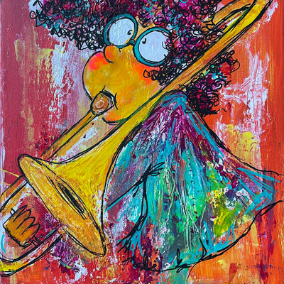Dragtrompet i rød (40x50cm)