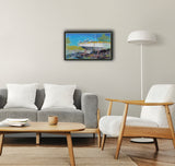 A day at the dock (70x40cm) - Danish Gallery - Moderne, abstrakte malerier. Online galleri med original, unik kunst til din bolig. 