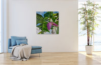 Bananaflower by the house wall (80x80cm)