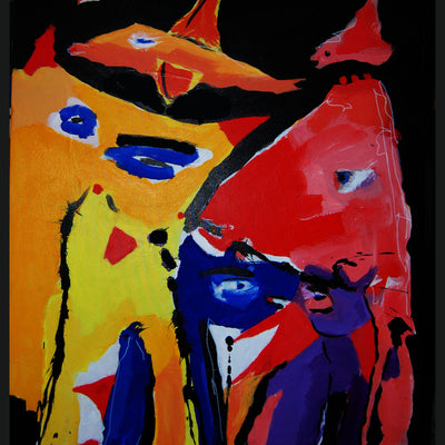 Og frem for alt svæver to i mørket (63x81 cm)