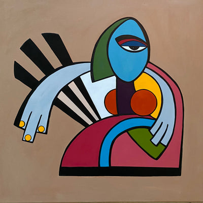 Beate i en stol (90x90cm)