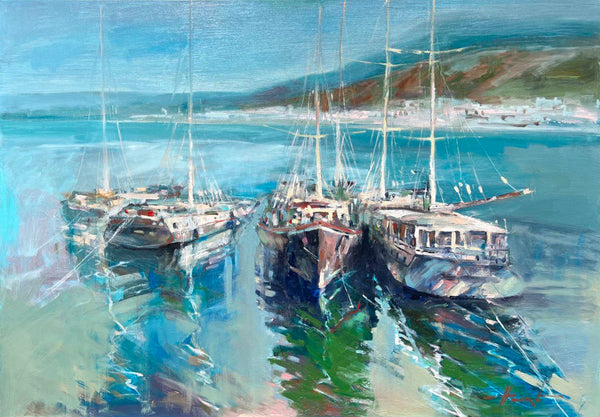 Yachts at the pier (100x70cm)