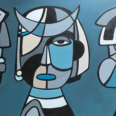 Blå januar og venner (90x50cm)