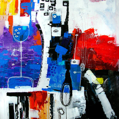 Mennesker, havet og tanker (80x100 cm)